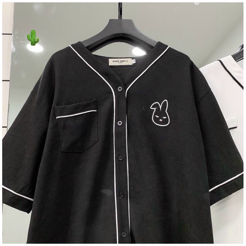 Áo sơ mi  unisex form rộng y hình - logo thêu phong cách nhật bản 🇯🇵
