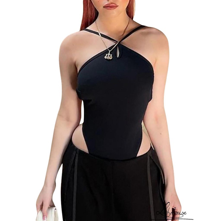 Áo Liền Quần Hai Dây Hở Lưng Màu Trơn Gợi Cảm Cho Nữ