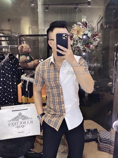 ÁO SƠ MI CỘC TAY PHA KẺ BBR | BigBuy360 - bigbuy360.vn