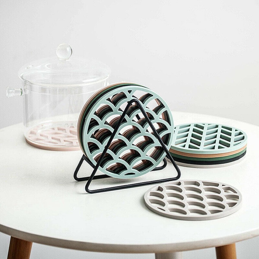 Tấm Lót Nồi Bằng Silicone Cách Nhiệt Thiết Kế Đục Lỗ Phong Cách Bắc Âu