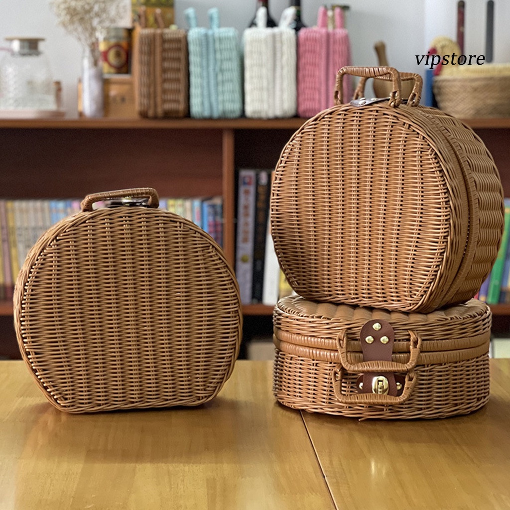 Hộp Đựng Đồ Đan Mây Thủ Công Sức Chứa Lớn Đa Năng Phong Cách Vintage