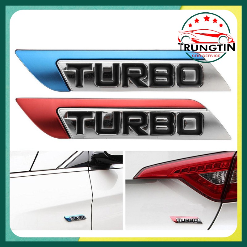 Chữ TURBO 3D Kim Loại Trang Trí ngoại thất  Xe Hơi xe ô tô.