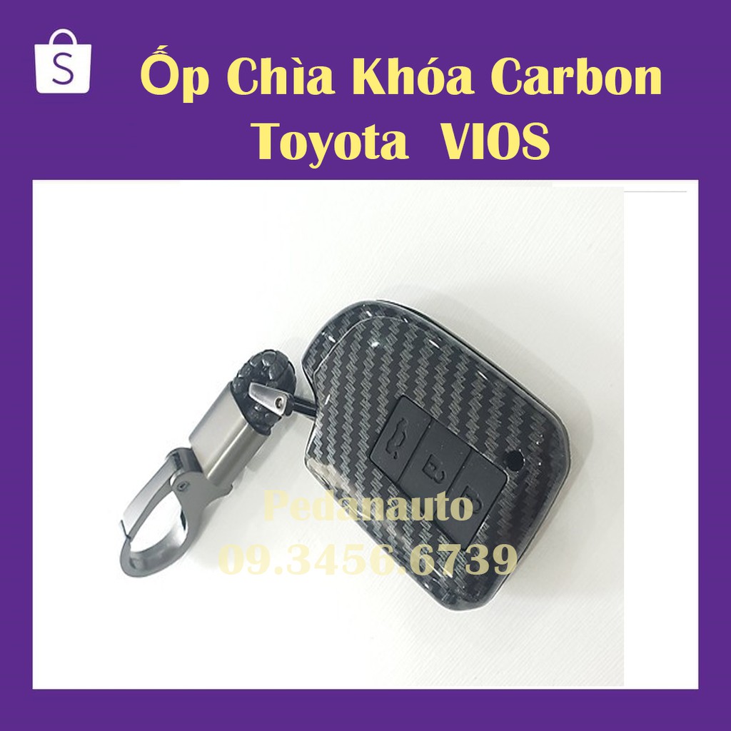 Ốp Chìa Khóa Carbon Xe Toyota Vios/Yaris 2019-2020 2021 - Kèm móc khóa