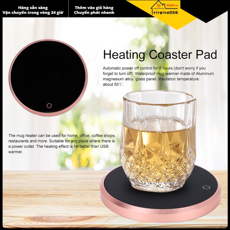 Hàng Hot Máy điều nhiệt cảm ứng không thấm nước Hệ thống sưởi ấm Coaster Pad điện Cà phê Mug Warmer Gold Hàng giao ngayVirgina056