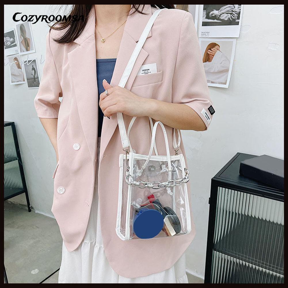 Fashion Women Summer Clear Shoulder Bag Casual Chian Top-handle Handbags