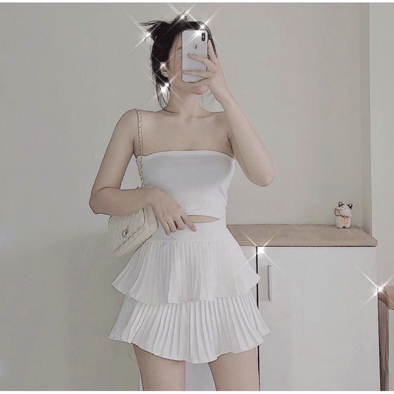 Quần váy xếp li, xếp hai tầng