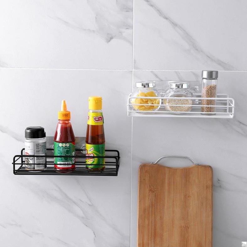 Bộ sản phẩm Kệ góc nhà tắm-Kệ đựng gia vị Chi An-Bản nâng cấp 2 màu Đen-Trắng kèm hướng dẫn dán tường siêu dính .