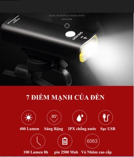 Đèn pin cho xe đạp gaciron siêu sáng