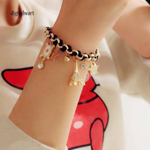 Vòng da nhân tạo đeo tay thiết kế mặt tháp Eiffel nhỏ nhắn xinh xắn dễ thương dành cho nữ | BigBuy360 - bigbuy360.vn