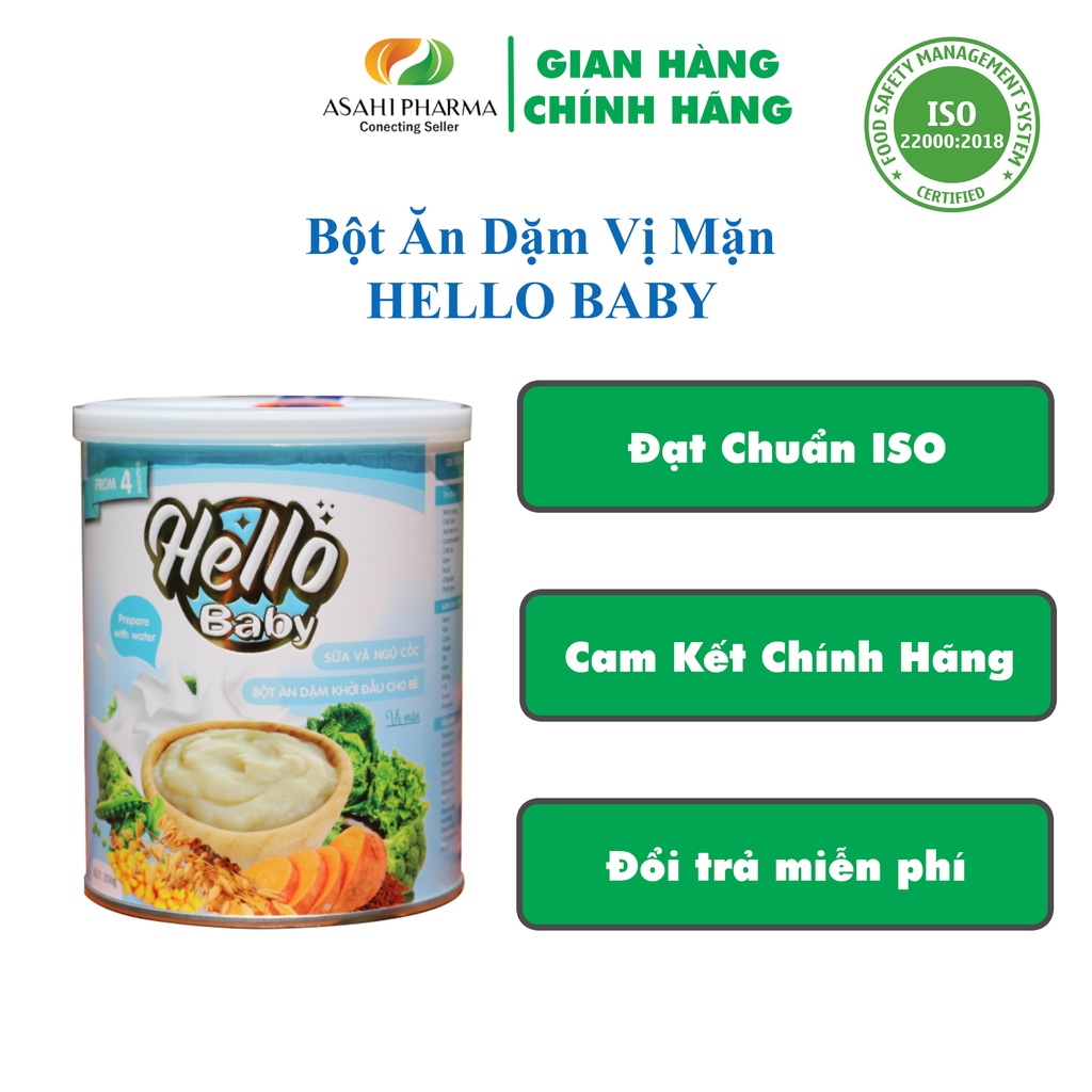 Bột Ăn dặm HELLO BABY 350gr Vị mặn cho trẻ từ 4 tháng tuổi trở nên -Bổ sung nguồn dinh dưỡng tối ưu cho bé.