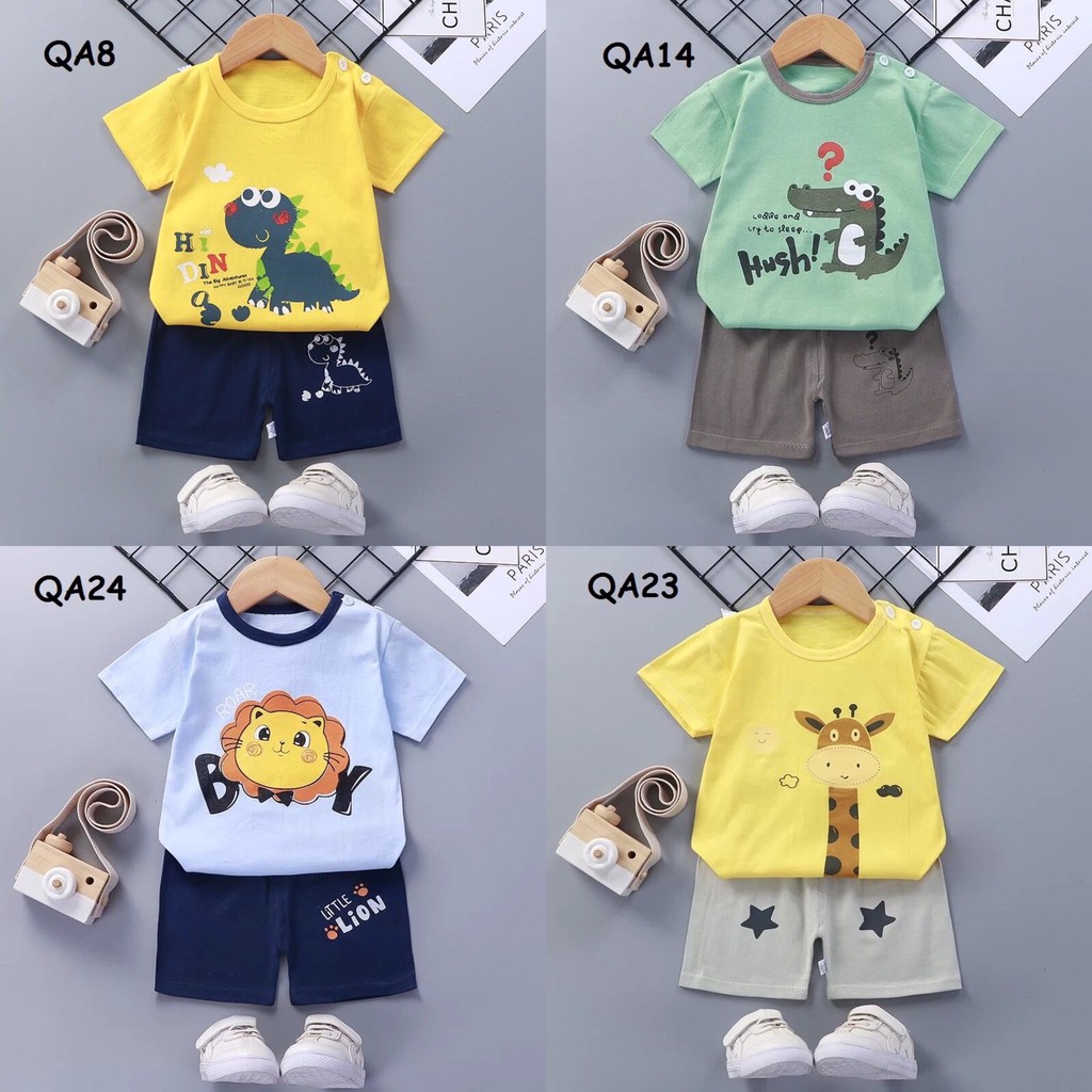 Set đồ bộ cộc tay cotton mùa hè hoạ tiết nghịch ngợm cho bé trai Sophia