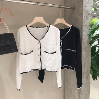 LongDuyen Áo Cardigan Dệt Kim Tay Ngắn Dáng Lửng Trẻ Trung Quyến Rũ Hợp Thời Trang