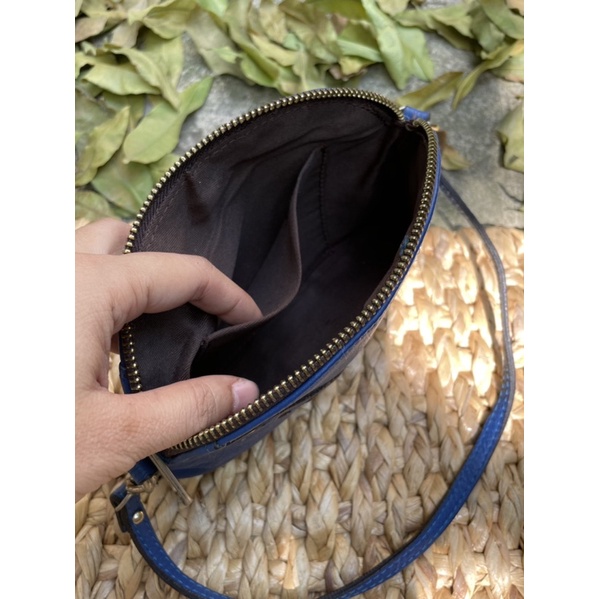 Túi xanh da thật sz mini