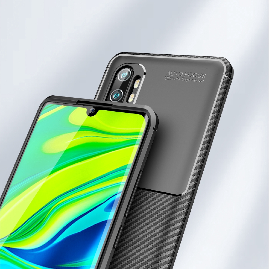 Ốp điện thoại silicone mềm phối họa tiết carcon cho Xiaomi Redmi Note 10 Mi CC9