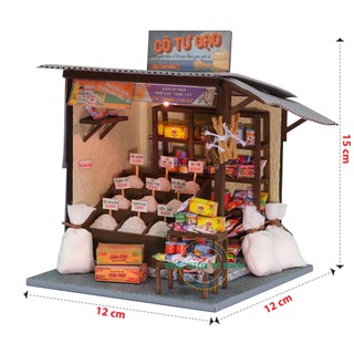 Mô hình gỗ sài gòn xưa diy thu nhỏ - thế giới tí hon - tiệm gạo tí hon - mã sp: ad06
