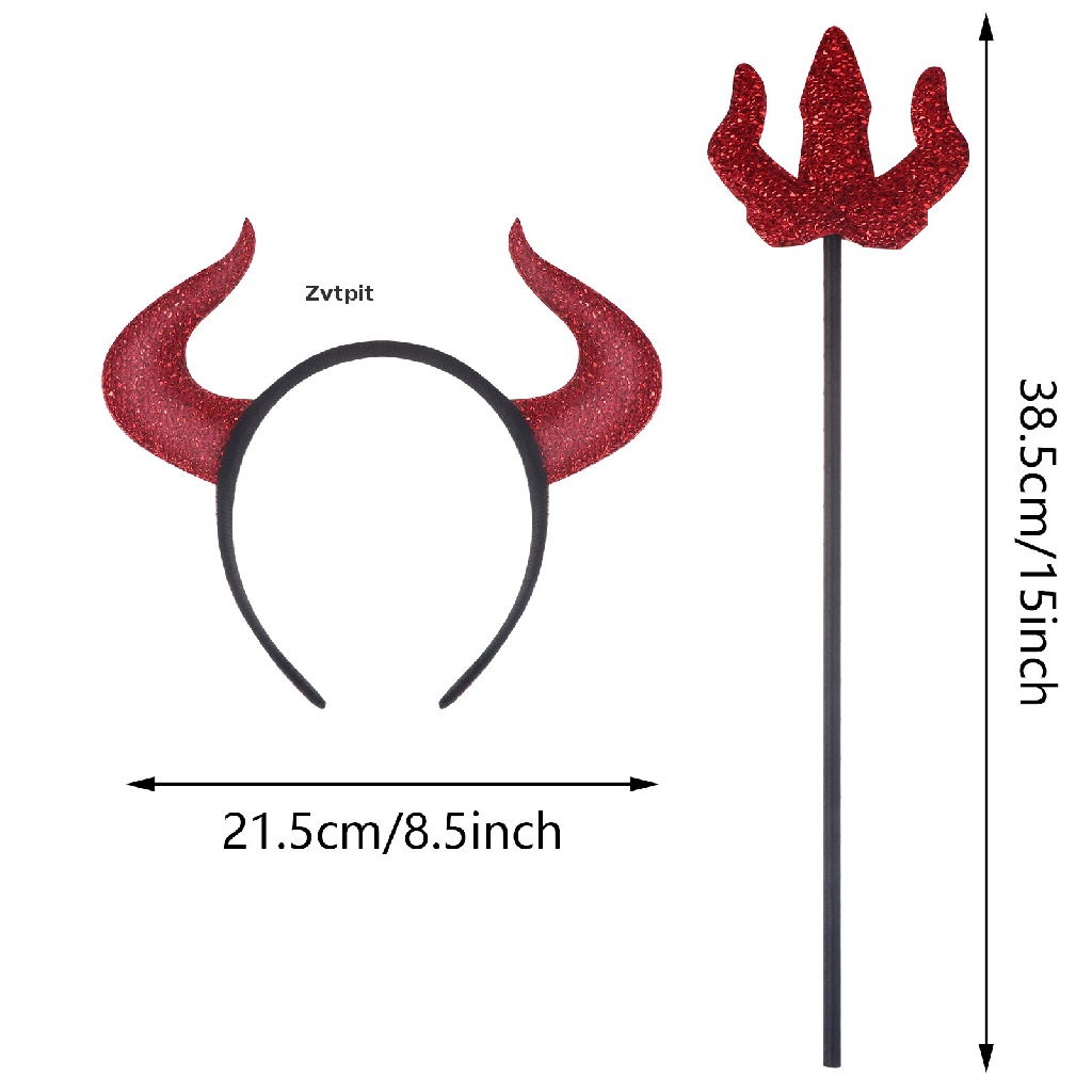 Băng đô cài tóc hình sừng quỷ kèm gậy phép thuật cho bé dịp Halloween