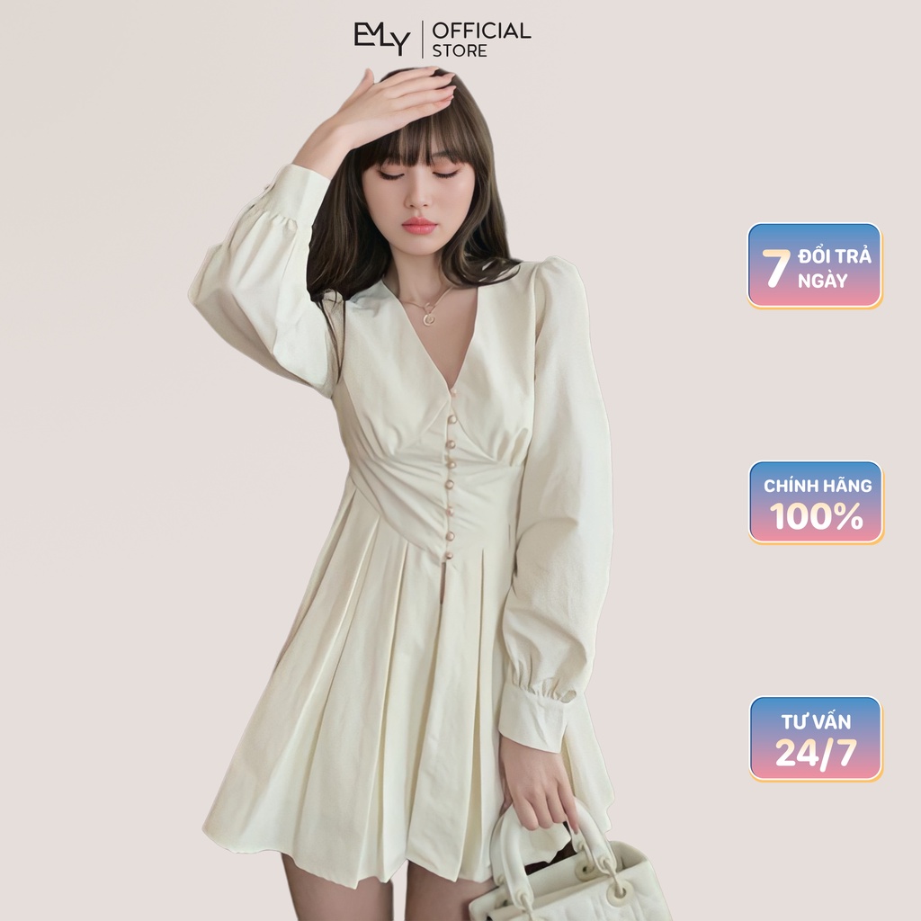 Đầm nữ dáng xòe mini tay dài Emilyshop