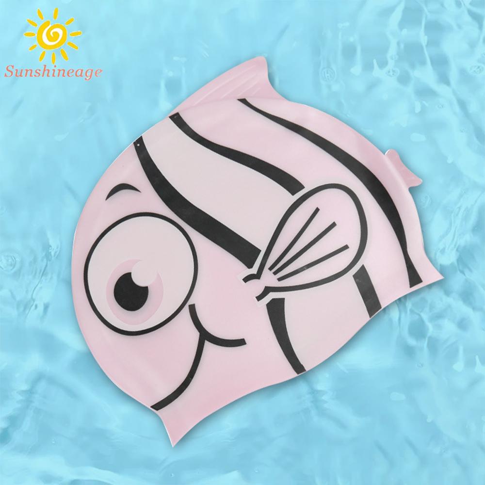 Mũ Bơi Bảo Vệ Tai Chống Thấm Nước In Hoạt Hình Dễ Thương Cho Bé