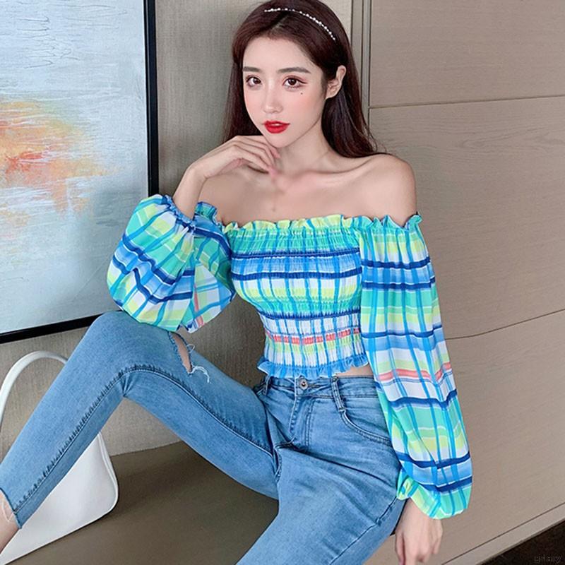 Áo Sơ Mi Dài Tay Hở Eo Họa Tiết Ca Rô Thời Trang Cho Nữ | BigBuy360 - bigbuy360.vn