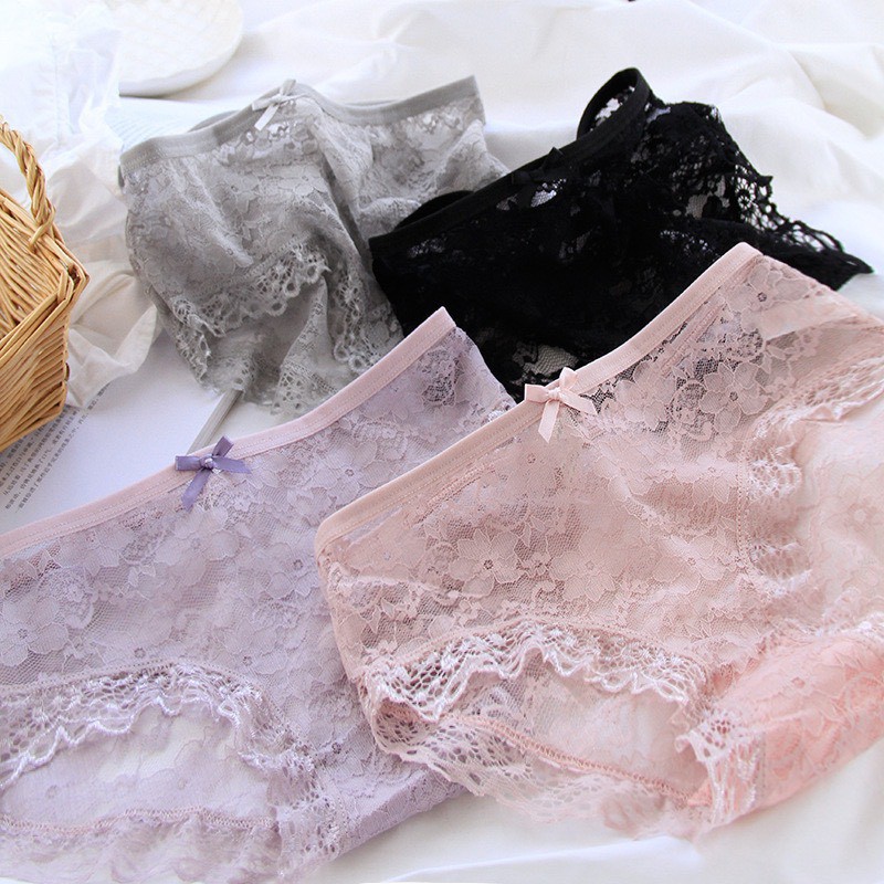 Quần lót ren xuyên thấu sexy gợi cảm đính nơ xinh xắn siêu mỏng quyến rũ LUCIA QL015
