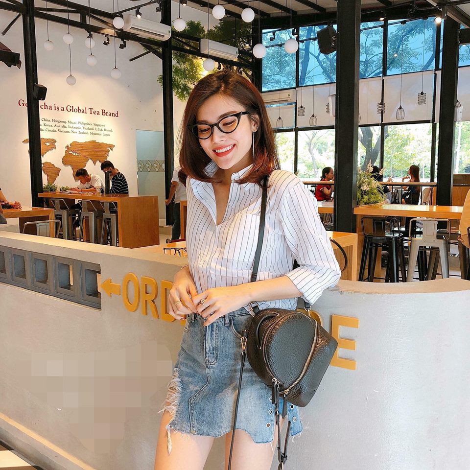 Áo sơ mi nữ sọc túi nhỏ chất đẹp siêu hot