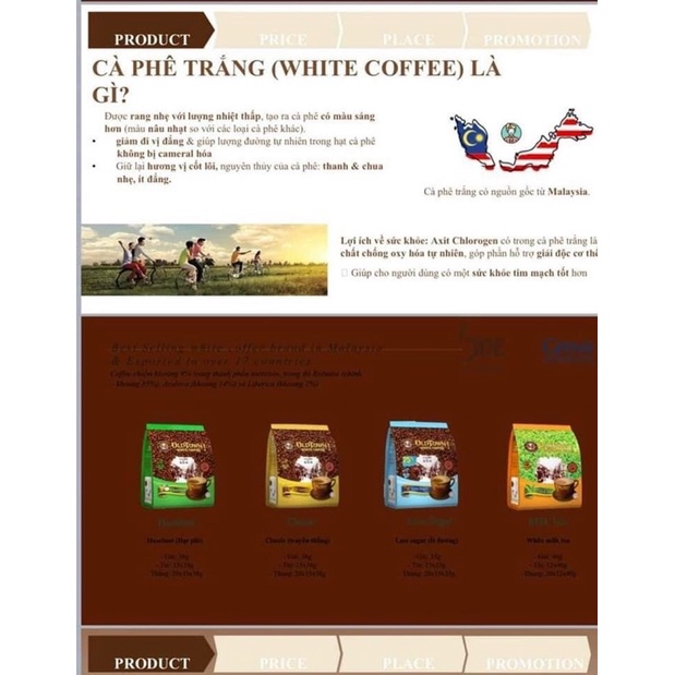 Cafe Trắng OLDTOWN  Malaysia - bịch 570g (15 gói x38g )
