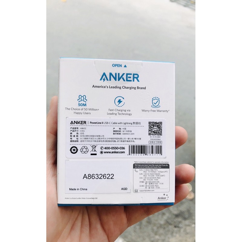 Cáp Sạc ANKER A8632 Power Line II USB-C to Lightning, dài 0.9m