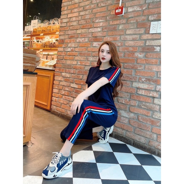 Bộ quần áo thể thao dài nữ Lucy sọc 3 màu-HBNU91