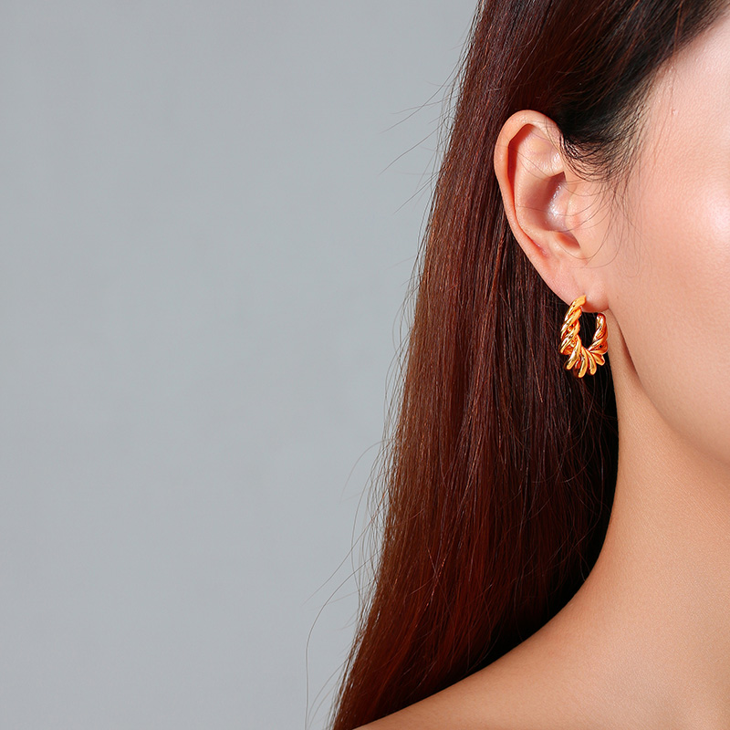 Khuyên tai VNOX thiết kế xoắn ốc màu vàng kim duyên dáng