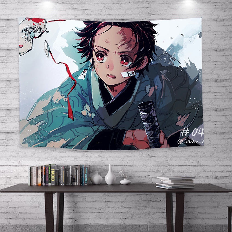 Tấm Vải Treo Tường Trang Trí In Hình Nhân Vật Kamado Tanjirou Trong Demon Slayer