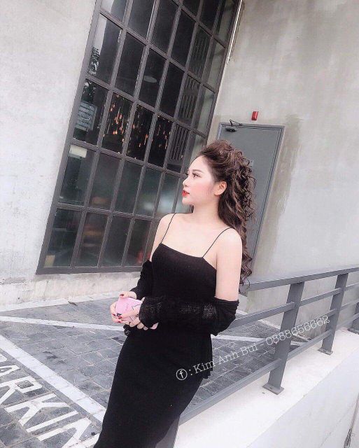 Váy ôm body 2 dây sợi bún dáng dài