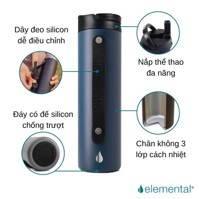 Bình giữ nhiệt Elemental sport 590ml màu xanh navy, giữ nhiệt vượt trội, inox 304