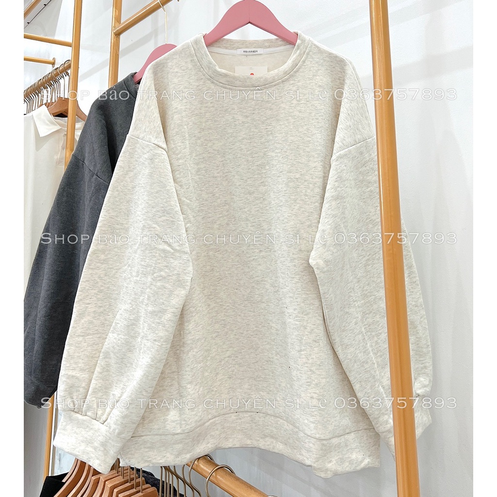 Áo Nỉ Sweater Trơn Cổ Tròn Chất Dày Form Rộng Unisex Nam Nữ Dáng Dấu Quần Ulzzang Hàn Quốc