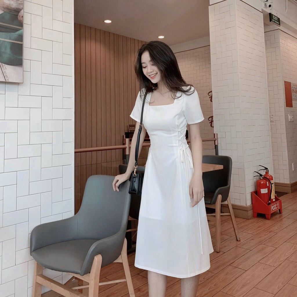 Váy Nữ Đầm Chữ A (BÁN LỖ XẢ MẪU) <60kg Đen Trắng Chiết Eo Theo Số Đo | BigBuy360 - bigbuy360.vn