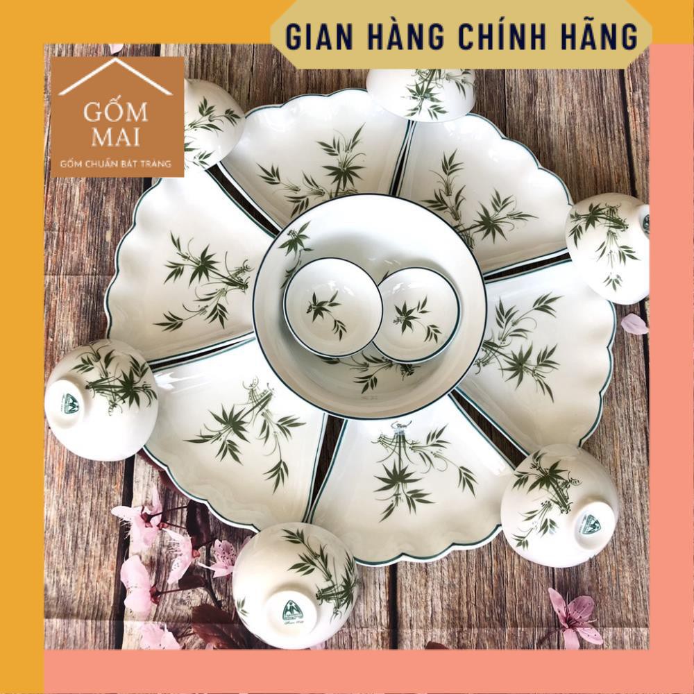 Bộ Bát Đĩa Thắp Hương Họa Tiết Vẽ Tay Xinh Xắn, Bộ Chén Dĩa Cao Cấp, Bộ Đồ Ăn Gốm Sứ Bát Tràng Cao Cấp Hàng Loại 1