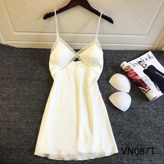 Váy ngủ lụa 2 dây viền ren ngực quyến rũ