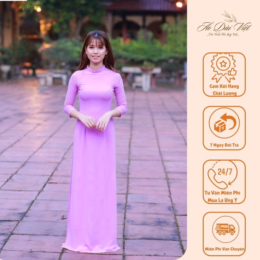 Áo Dài Trơn Truyền Thống, Màu Tím Cà, Lụa Chiffon Cao Cấp, Không Nhăn, Không Xù