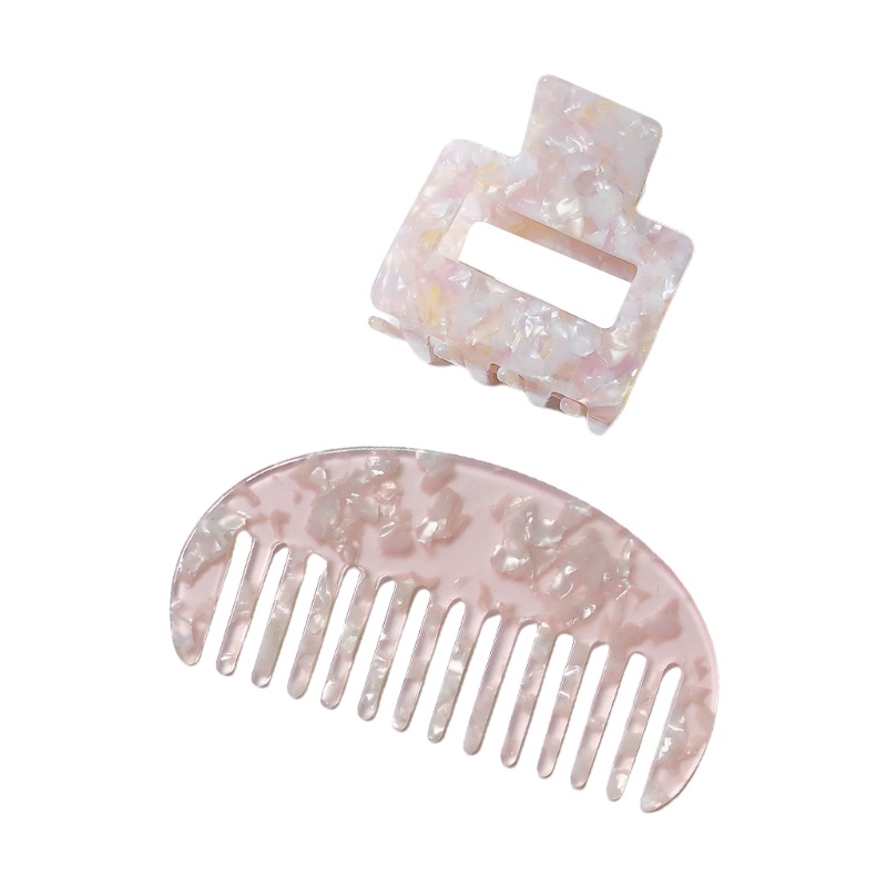 Set 2 Kẹp Tóc Càng Cua Đính Đá Hoa Cương Họa Tiết Hình Học Ngọt Ngào Cho Nữ