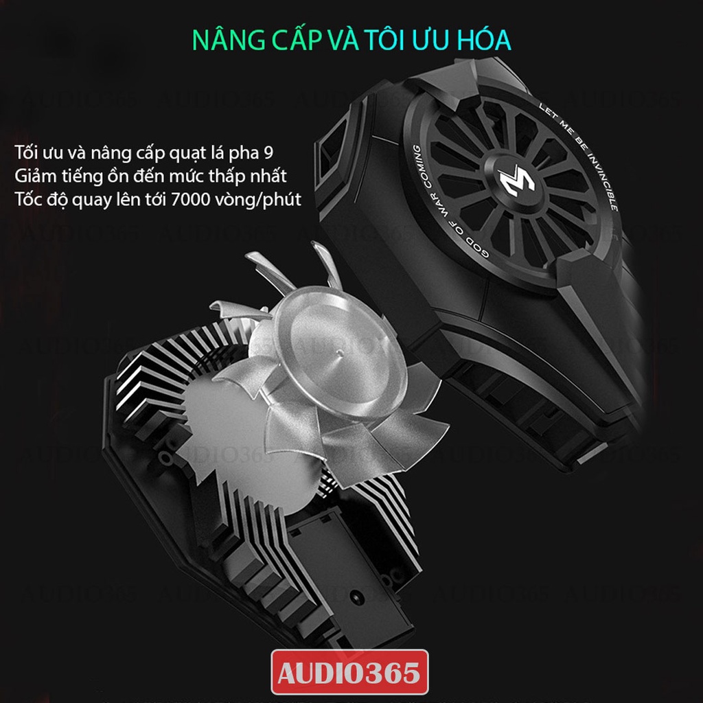 Quạt tản nhiệt điện thoại sò lạnh Memo DL06 hỗ trợ chơi game PUBG, FF, ROS, quạt làm mát siêu nhanh - AUDIO365