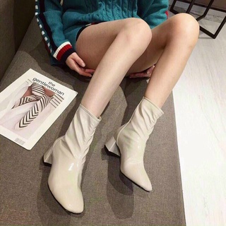 Boots Nhăn Khoá Gót 4p. da bóng