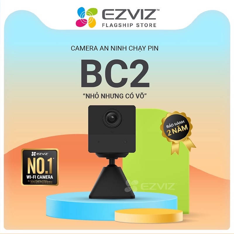 Camera WiFi Trong Nhà Pin sạc EZVIZ BC2 2M 1080P dùng Pin Sạc 2000 mAh, Đàm Thoại 2 Chiều - Hàng chính hãng