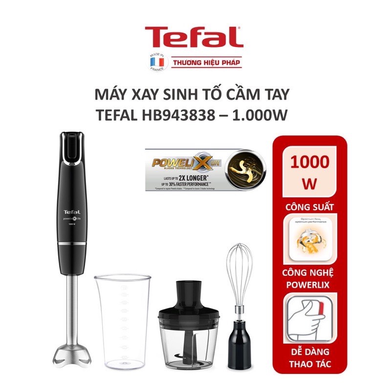 Máy xay sinh tố cầm tay Tefal HB943838 - đen, 1000W