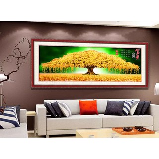 Tranh treo tường VTC cây đồng tiền vàng 201806221031496675541 KT 100 x 40 cm
