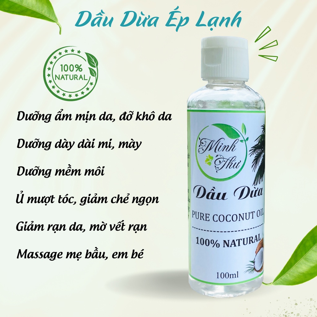 Dầu dừa Minh Thư, dầu dừa ép lạnh, dưỡng tóc, dưỡng ẩm, massage em bé chai 100ml, tặng cọ chuốt mi