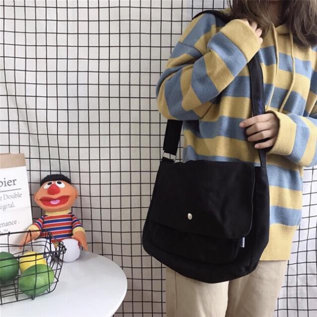 Túi vải tote canvas nữ đeo chéo unisex ulzzang basic trơn Hàn Quốc siêu xinh đi học Tuidepstore | BigBuy360 - bigbuy360.vn