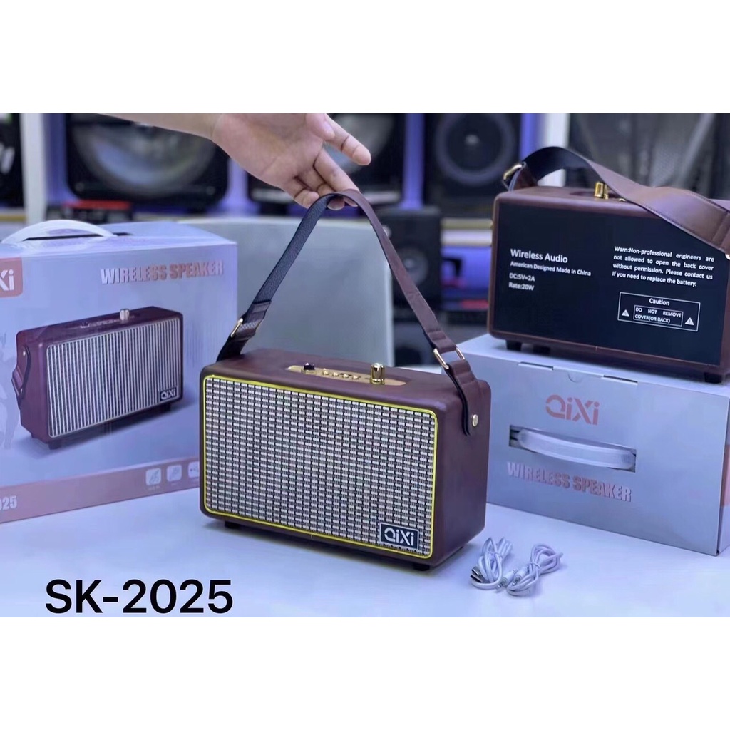 Loa Bluetooth Qixi SK-2025 Âm Thanh Siêu Đỉnh Tích Hợp Cổng Micro 6.5 Karaoke Micro Không Dây BH 12 Tháng