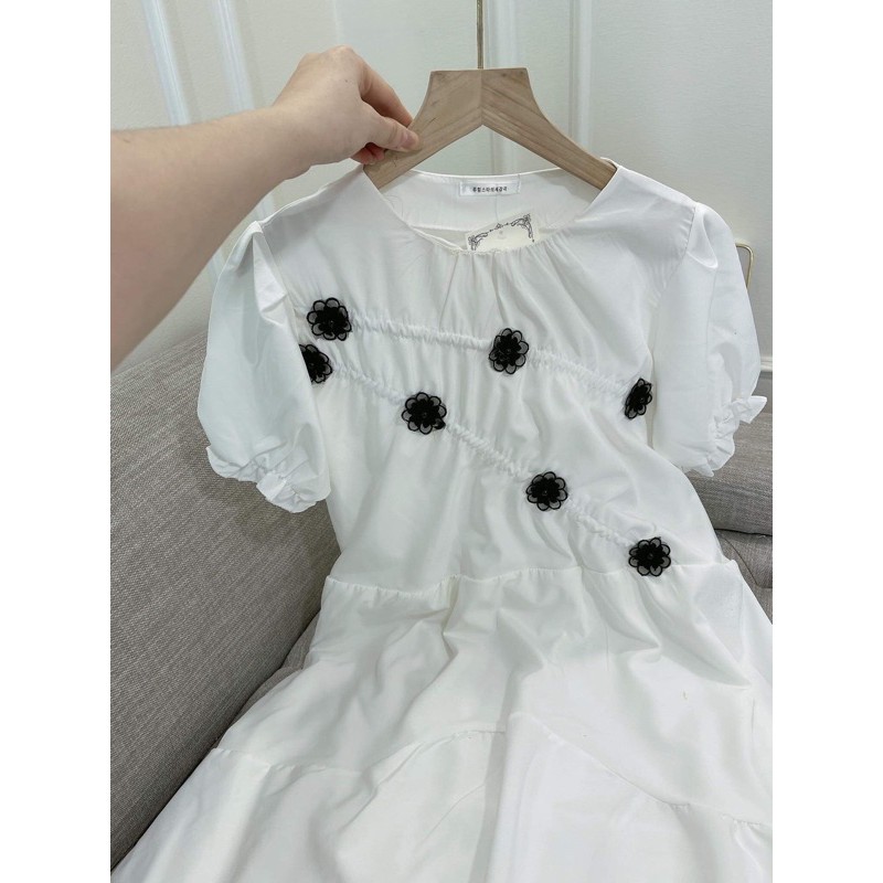 VÁY SUÔNG BABY DOLL TẦNG ĐÍNH HOA ĐEN NỔI CỰC XINH