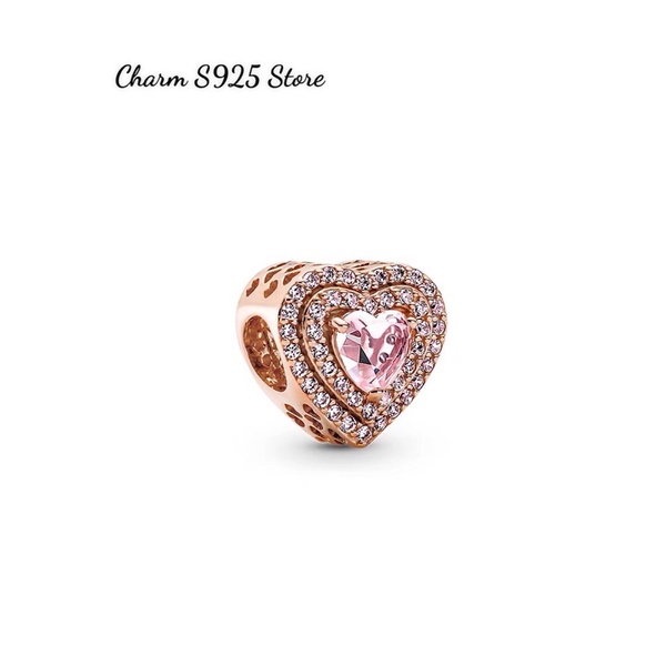 CHARM PAN ALE TIM VÀNG HỒNG ĐÍNH ĐÁ BẠC S925 CAO CẤP