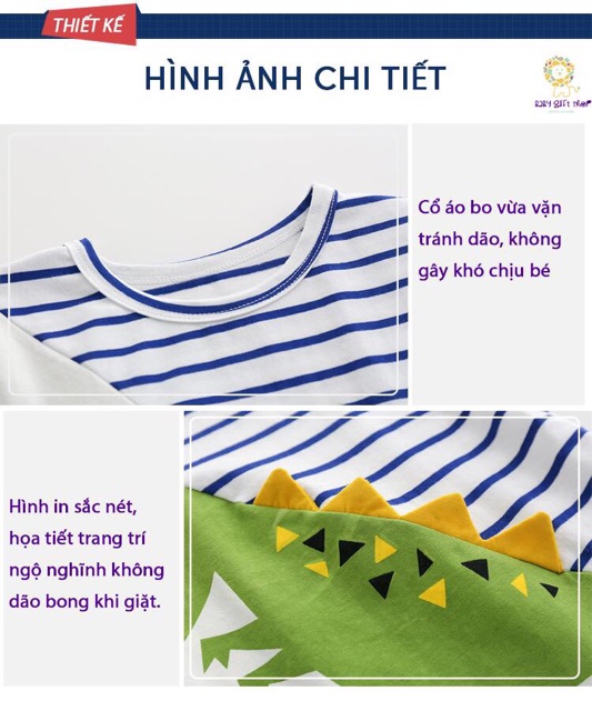 Áo khủng long cho bé Katoofely áo thun cộc tay hình khủng long chất cotton mềm mát mẫu mới 2020