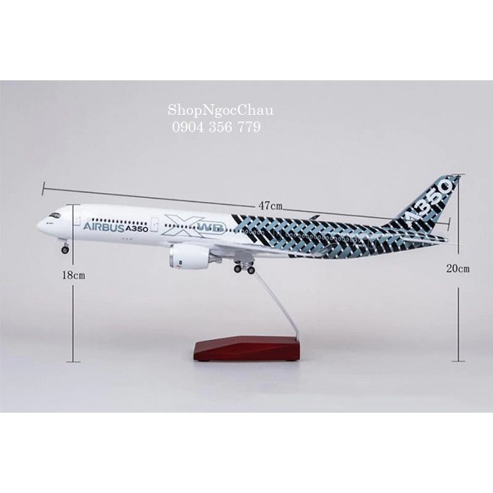 Mô hình máy bay tĩnh Airbus A350-XWB 47cm có bánh xe và đèn led
